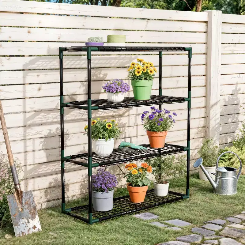 3-Tier Heavy-Duty Outdoor Plant Shelf for Greenhouses, 35 lb per Shelf, 11.8D x 34.5W x 40.8H