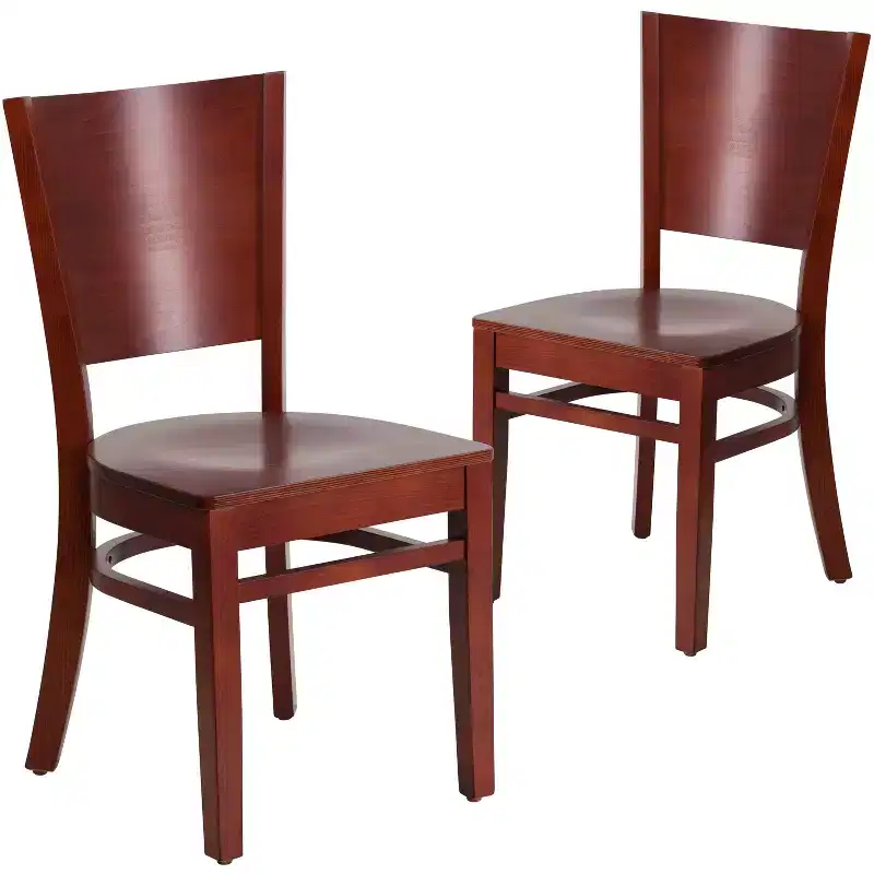 Emma and Oliver 2 Pack Solid Back Wooden Restaurant Chair