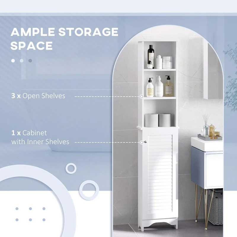 Tower with 3-Tier Open Adjustable Shelf
