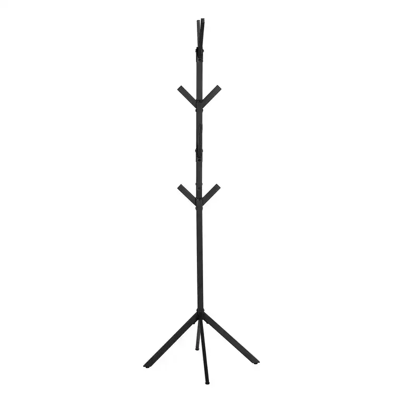 Freestanding Coat Rack with 8 Hooks, Contemporary Hall Tree with Metal Frame, Entryway Storage for Living Room, Bedroom, Black