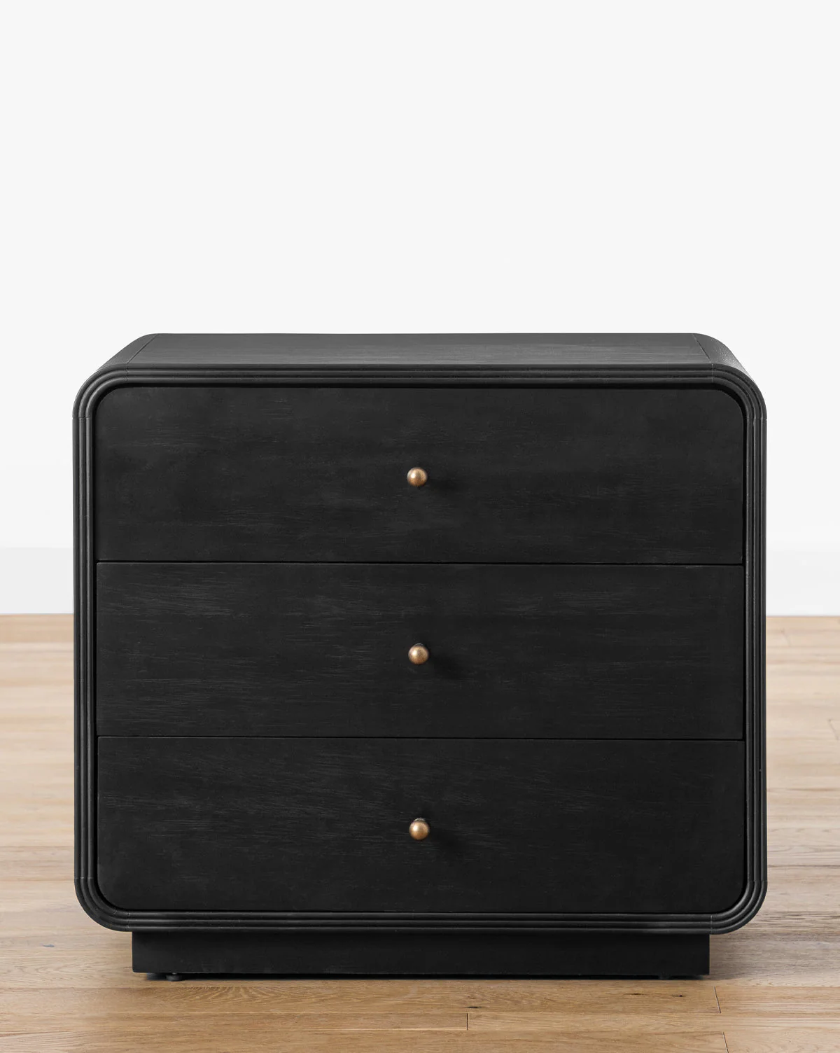 Modern Acacia Nightstand with Soft-Close Drawers & Brass Hardware for Bedroom