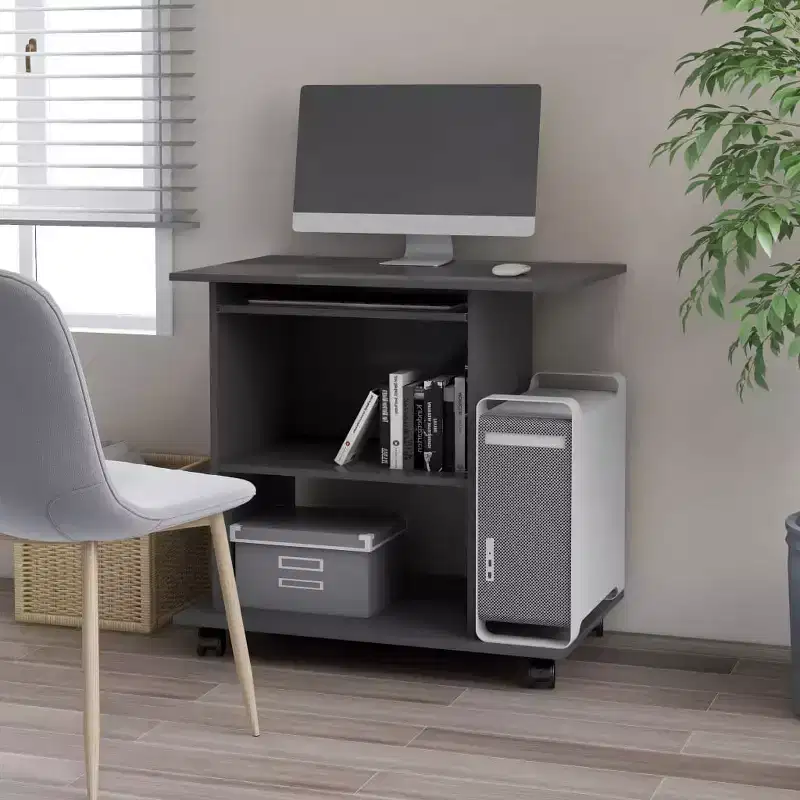 Computer Desk Gray Engineered wood Compact Sliding Components