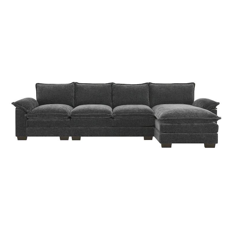 Modern 5-Seat L-Shaped Cloud Sleeper Sofa Couch with Chaise Lounge with Double Seat Cushions