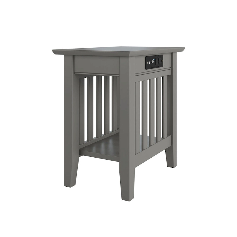 AFI Mission Chair Side Table Set of 2 with Built-in Charger