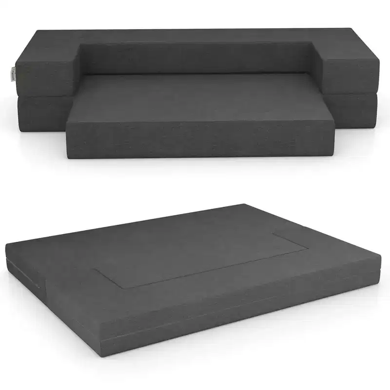 8-Inch Folding Sofa Bed with High-Density Foam & Washable Cover — Twin/Queen Size