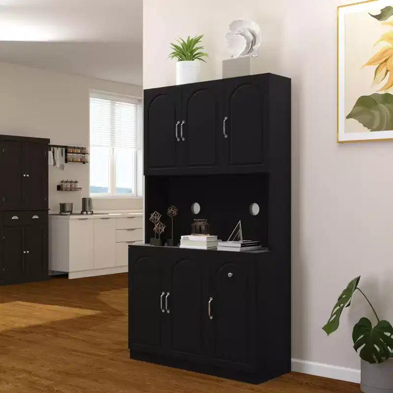 71 Freestanding Buffet Cabinet with Storage, Modern Pantry Cabinet Sideboard Cabinet with Microwave Stand for Kitchen Living Room