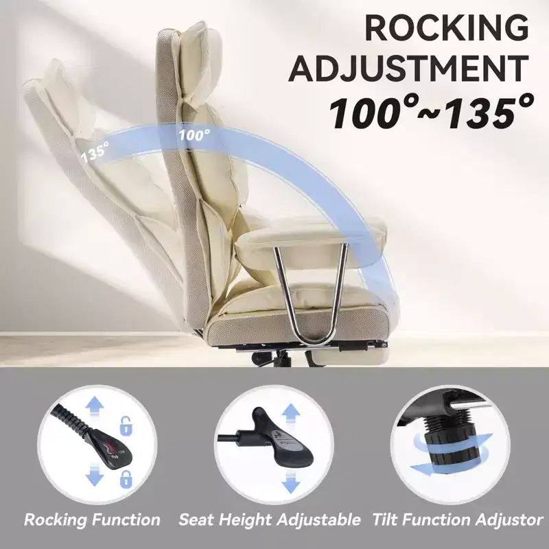 Efomao Ergonomic Desk Office Chair 400LBS, Big and Tall PU Leather Computer Chair, Executive Desk Chair with Footrest and Lumbar Support