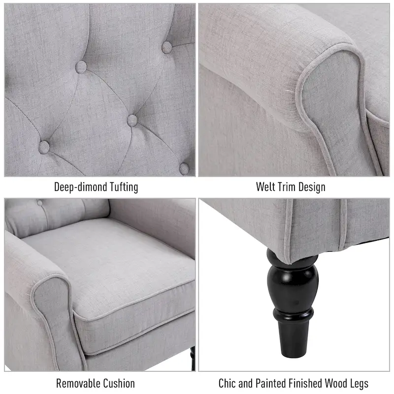 HOMCOM Copper Grove Guanta Tufted Wood Leg Accent Chair