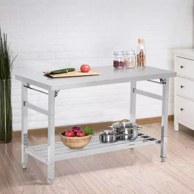 24 x 47 Inch Work Table for Prep & Work, NSF Commercial Heavy Duty Stainless Steel Folding Work Table with Adjustable Undershelf for Kitchen