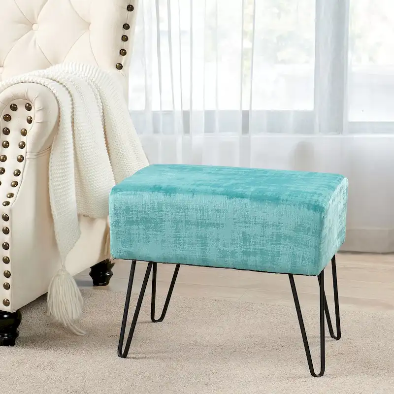 Textured Velvet Ottoman