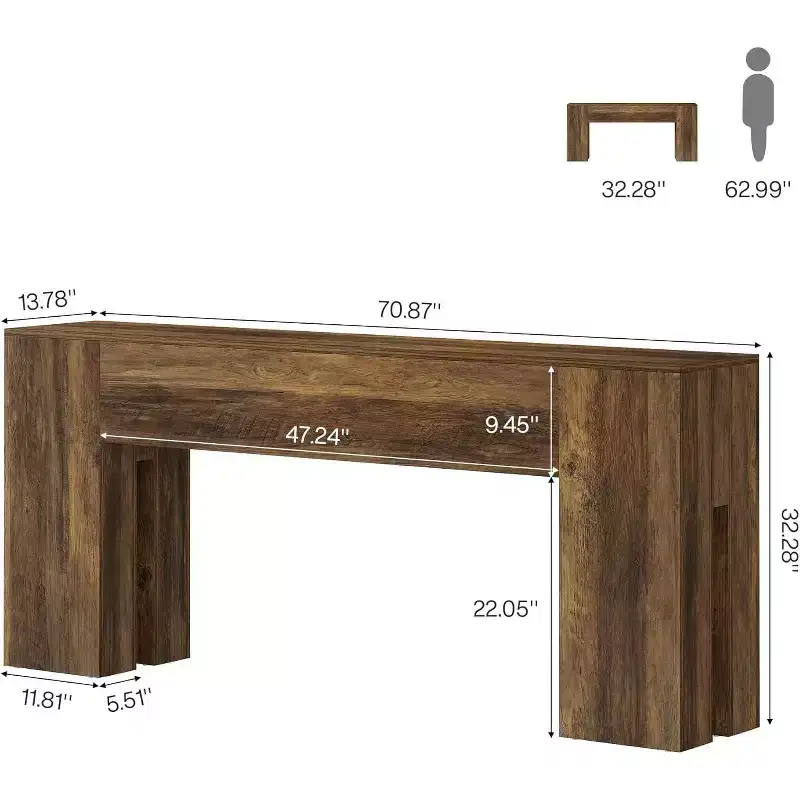 71Long Console Table,Farmhouse Sofa Console Behind Couch, Entry Table for Hallway, Foyer, Living Room