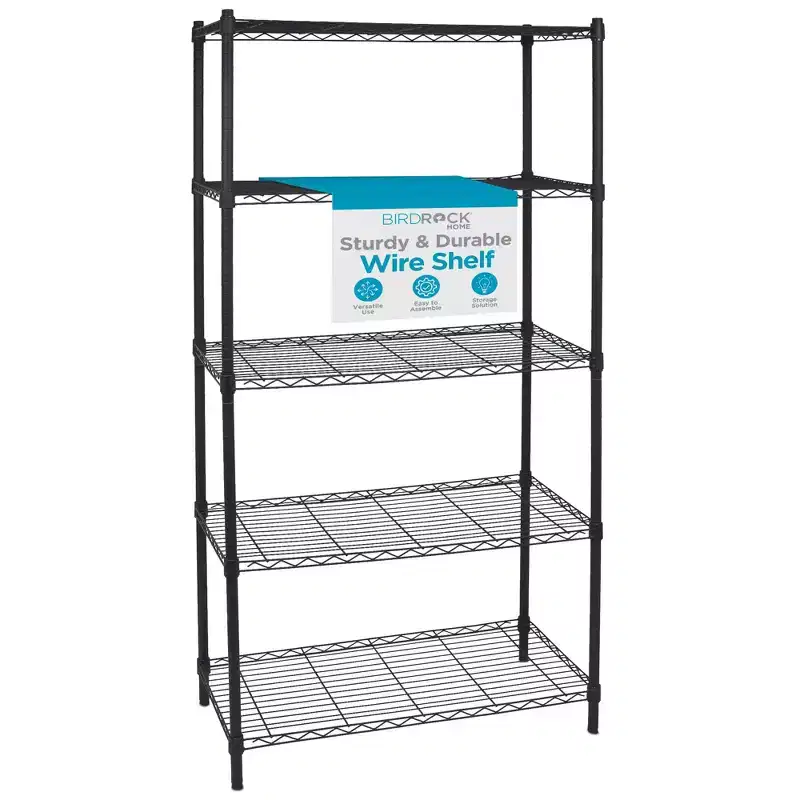 5-Tier Heavy Duty Wire Shelving Unit Flat Black Steel