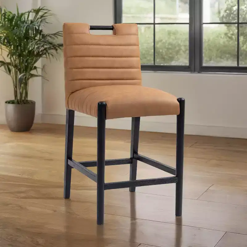 Cognac Vegan Leather Counter Stool