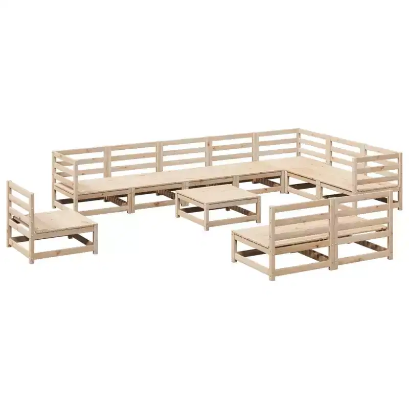 vidaXL Garden Sofa Set Wax Solid Pine Wood Large Breathable Design