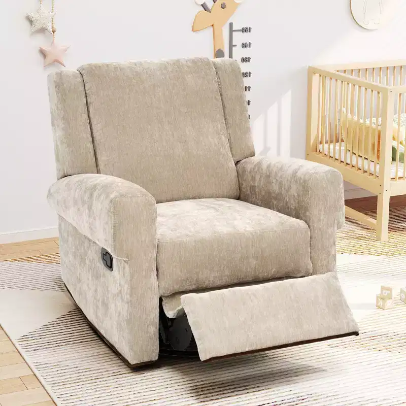 Christopher Knight Home Ilana Modern 360 Swivel Rocker Chenille Upholstered Manual Recliner