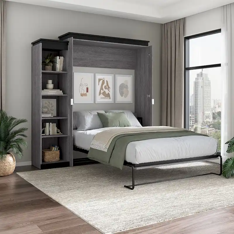 Orion Queen Murphy Bed with Shelves (87W) by Bestar