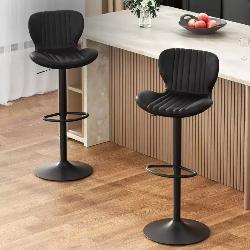 Celebalcony Bar Stools Set of 2, Swivel Bar Height Chairs Set of 2, Upholstered Adjustable Tall Leather Bar Stools for Kitchen Island
