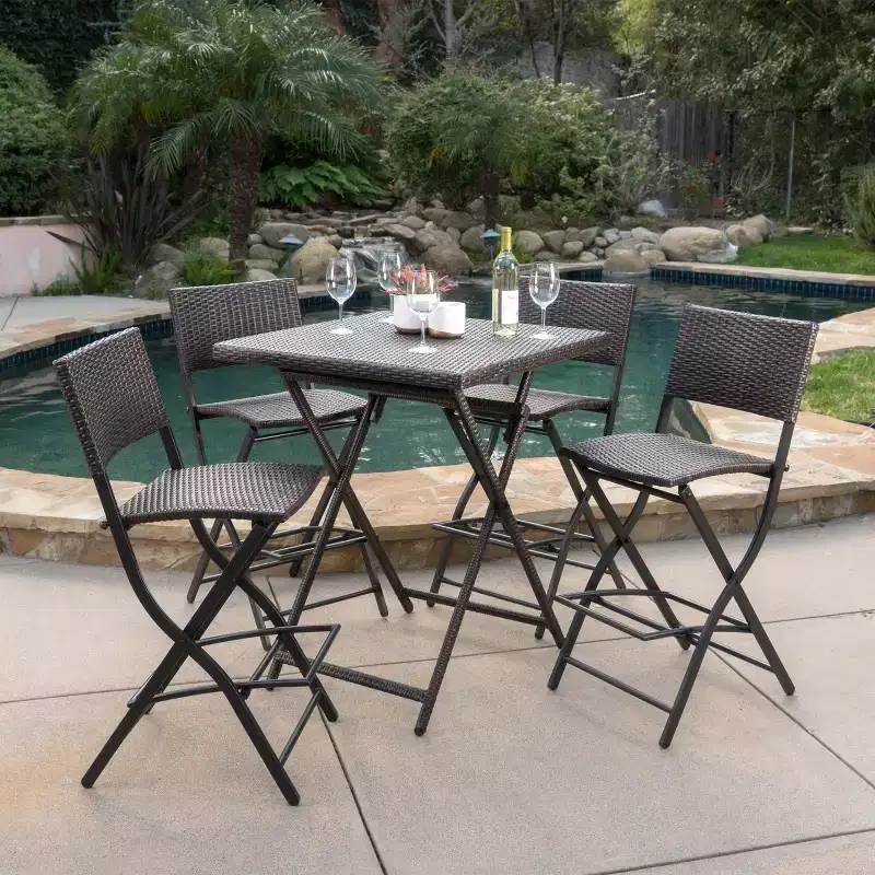 Christopher Knight Home Margarita Outdoor Wicker Folding 5 Piece Bar Set, Multibrown