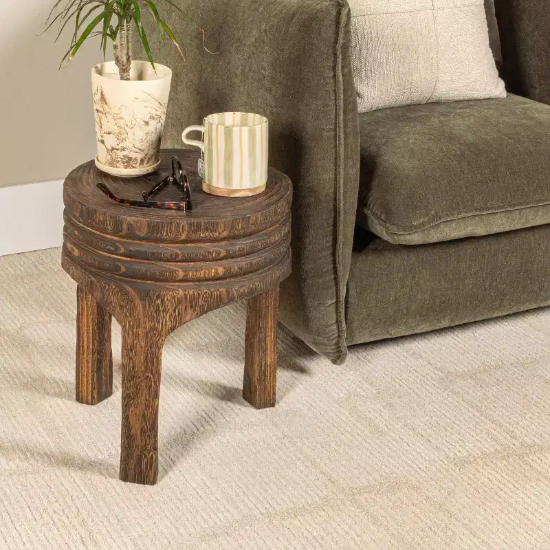 Storied Home Wood Carved Accent Table