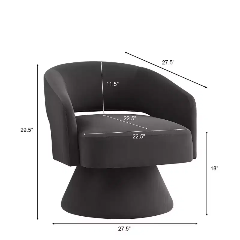 Okak Modern Swivel Accent Chairs for Bedroom, Upholstered Velvet Round Accent Chairs, 360 Degree Comfy Swivel Chair with Open Backrest