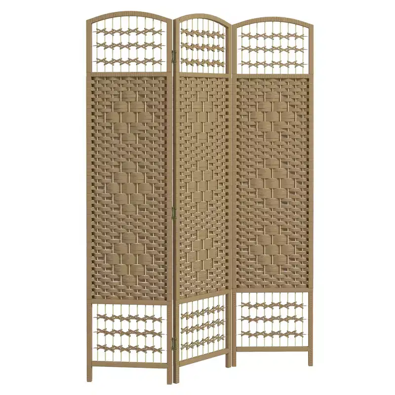 MAYEERTY 3 Panel Bamboo Room Divider Folding Screen Natural Wood 47.25x0.5x67