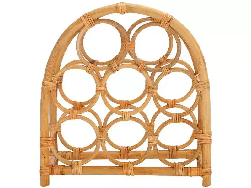 Rattan Bottle Rack - Natural, Holds 8 Bottles