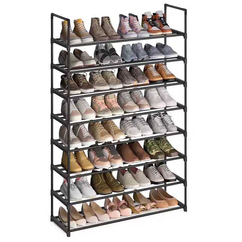 8-Tier Stackable Shoe Rack, 36.2 Inch Metal Shoe Organizer with 22 lb per Tier Capacity, Upright & Reversible for Entryway, Black