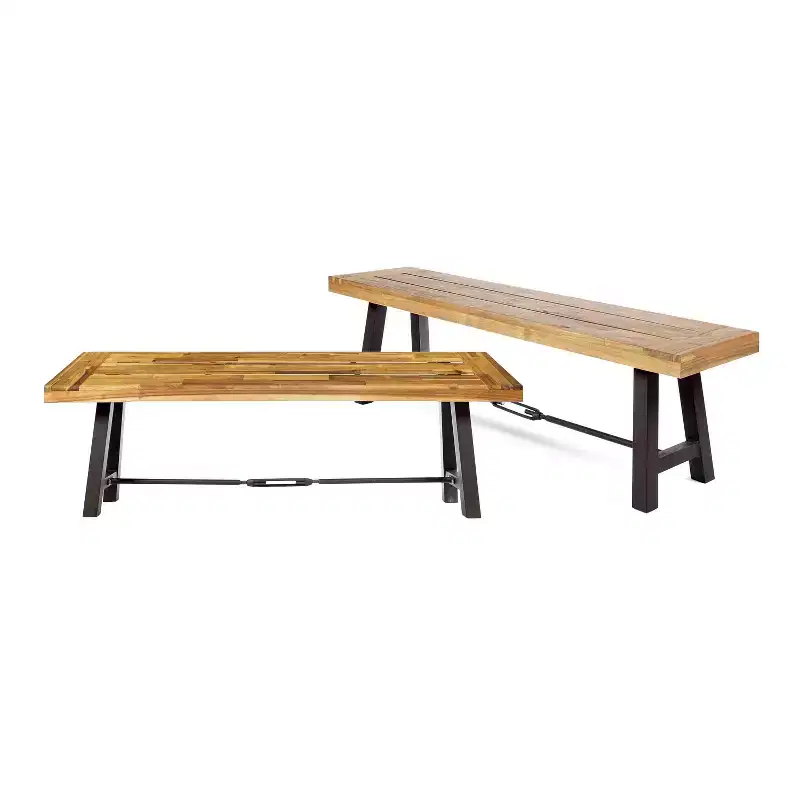 Christopher Knight Home 2pc Catriona Outdoor Acacia Wood Dining Benches