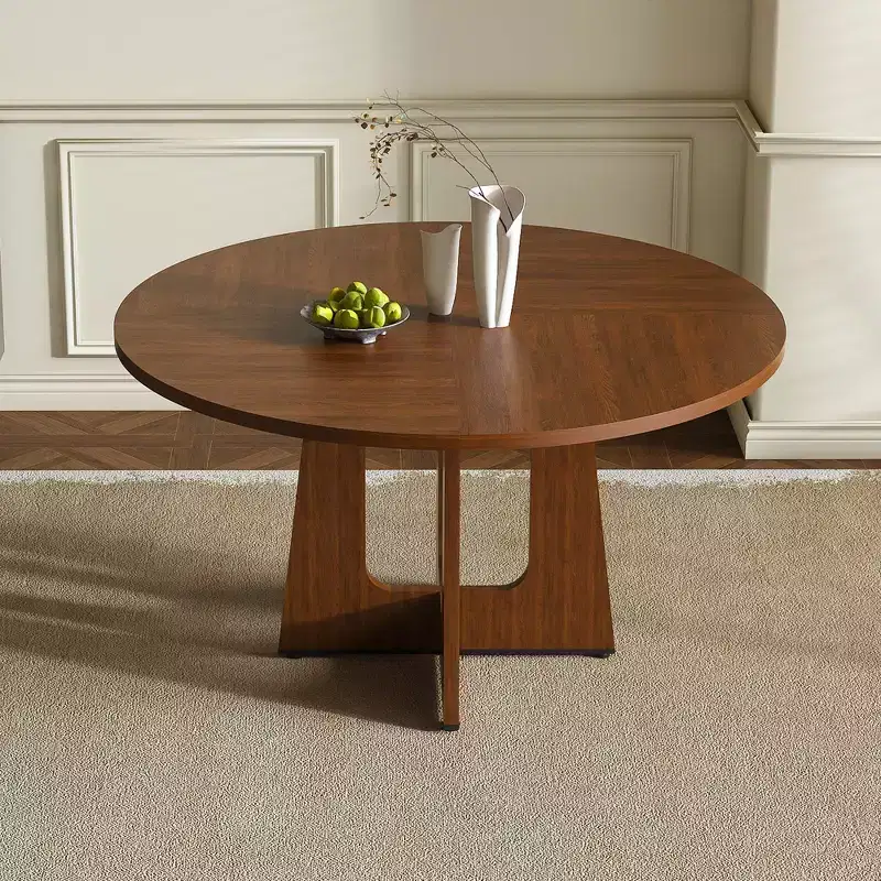 47 Round Dining Table for 4 Farmhouse Kitchen Table MDF Circle Table with Wood Grain Finish 300lb Weight Capacity for Dining Room Kitchen Living Room