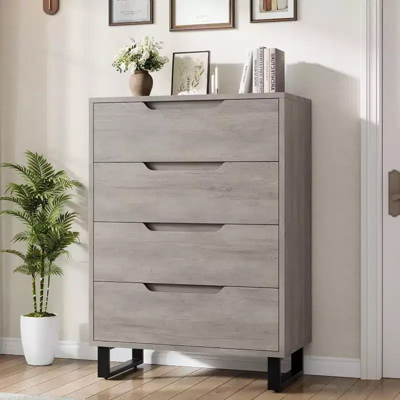 41.5 4-Drawer Vertical Dresser - Freestanding Wood Storage Cabinet for Bedroom or Living Room