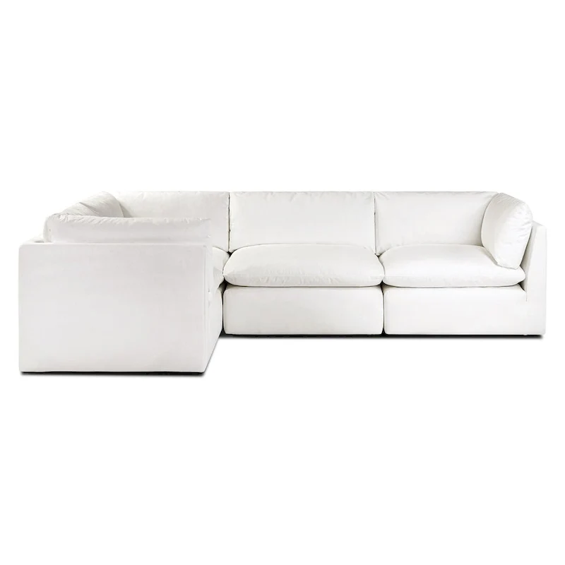 Poly and Bark 4-Seat Davos Modular L-Sectional in Cotton White