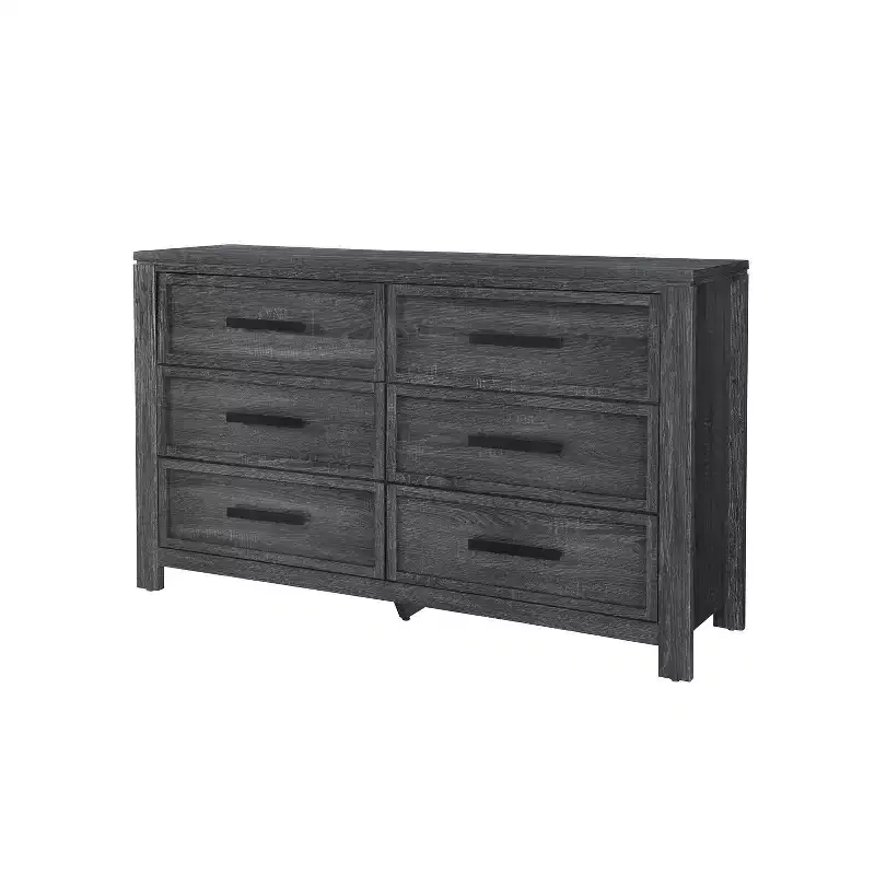 4-Drawer Horizontal Wood Dresser - Gray Finish