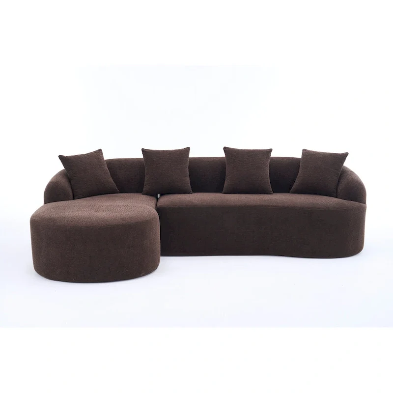 L-Shaped Chenille Sectional Sofa with Chaise and 4 Pillows