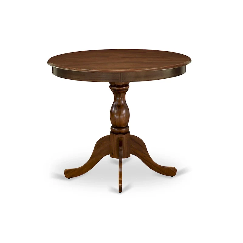 Round Wood Dining Table with Pedestal Base, 36x36 Inch (Multiple Finish Options)