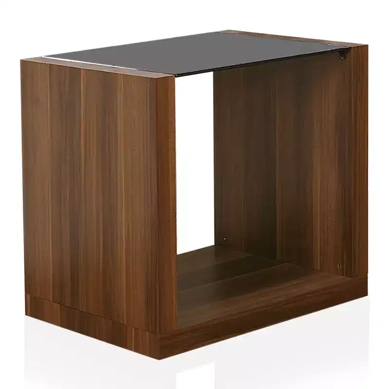 Glena Tempered Glass Insert End Table Dark Walnut - miBasics