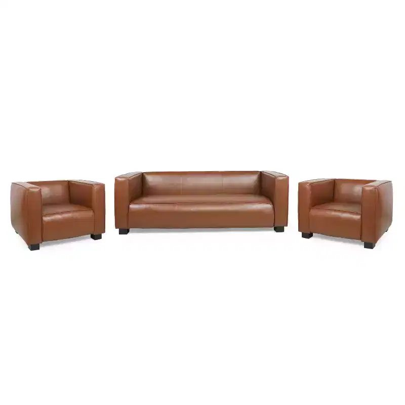 Christopher Knight Home Goyette Contemporary Faux Leather 3 Piece Living Room Sofa Set