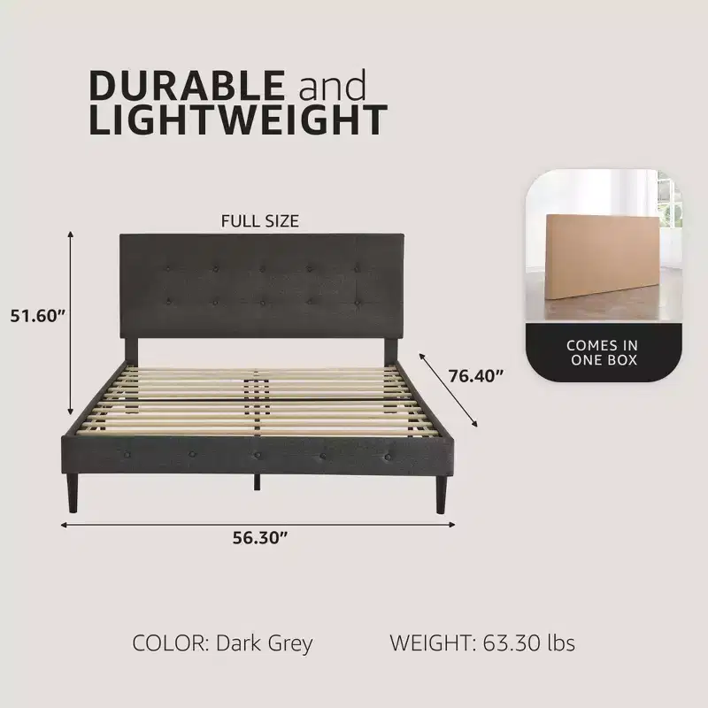 DeCoro Cambridge Upholstered Wooden Platform Bed Frame