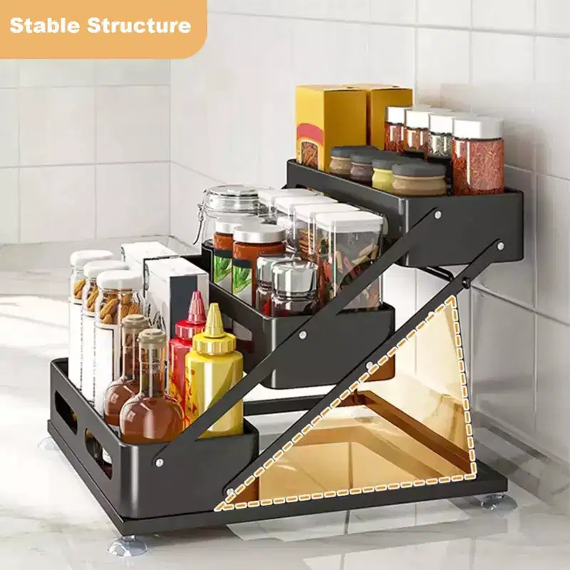 3-Tiers Countertop Spice Rack, Tiered Spice Rack with Non-Slip Suction Cups, Adjusted Height , Space-Saving for Kitchen Desktop
