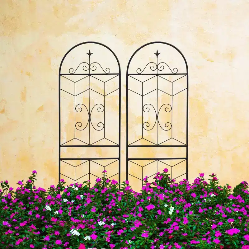 MAYEERTY 2 Pack Metal Garden Trellis 86.7 x 19.7 Inch Rustproof Climbing Plants Support Black Outdoor Flower