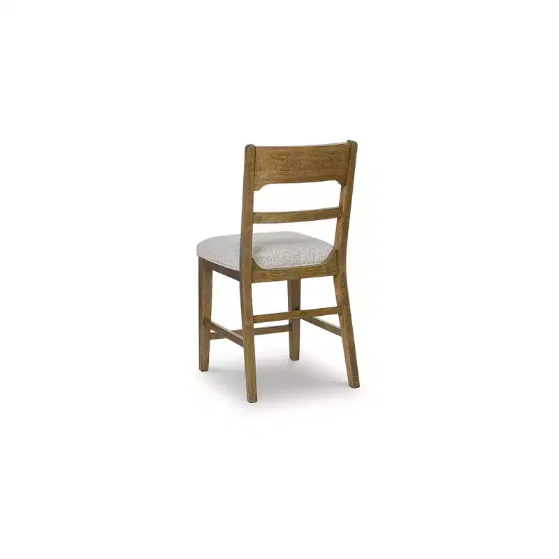 Signature Design by Ashley Cabalynn Counter Height Upholstered Barstools, Set of 2, Light Brown Frame with Cushioned Oatmeal Seat