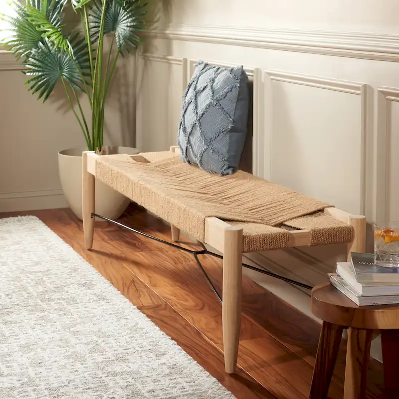 SAFAVIEH Manuela Jute Bench - 64  Wx16.75  Dx16  H - 64Wx17Dx16H