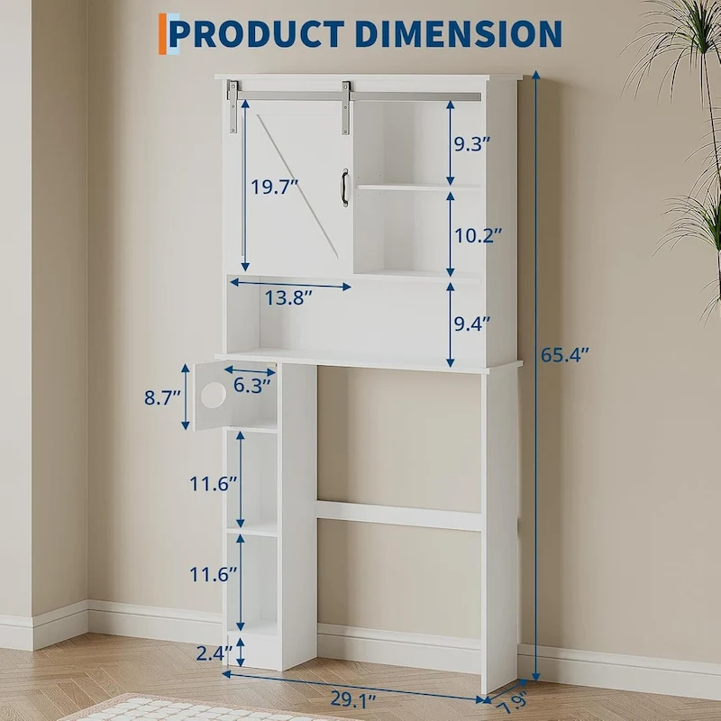 Over The Toilet Storage Cabinet With Sliding Door, White Above Toilet Storage Cabinet