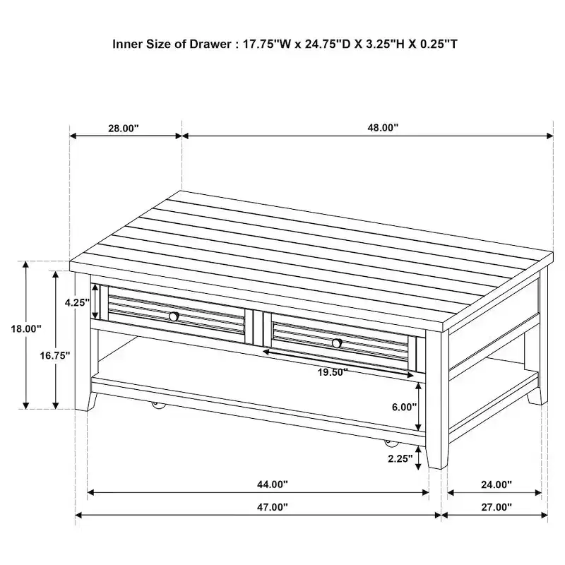 Concord 2-drawer Rectangular Coffee Table