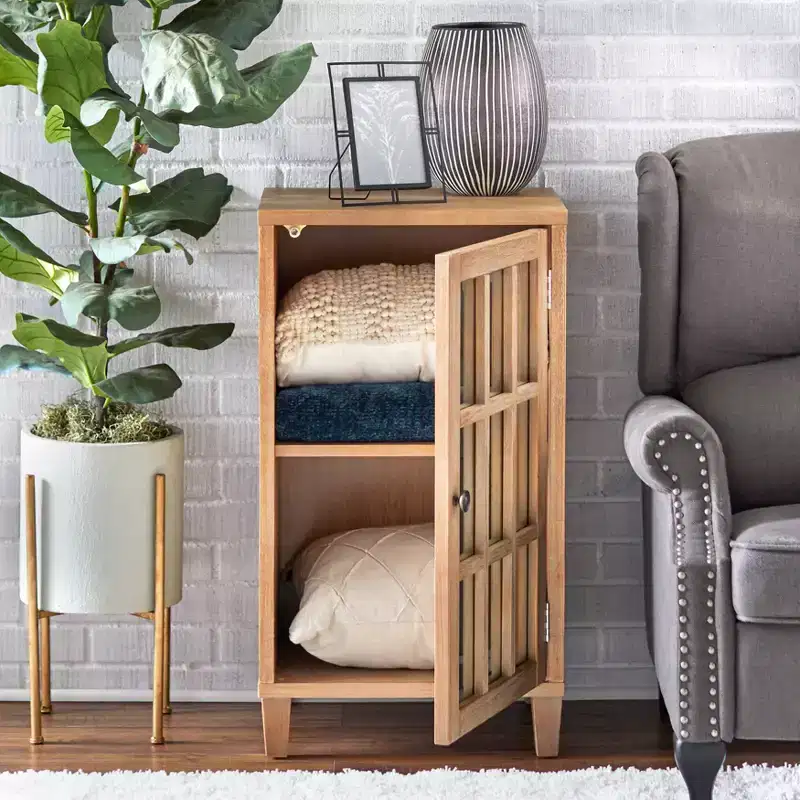 Matteo Modern Mirrored Door Cabinet – Natural Finish – Lifestorey