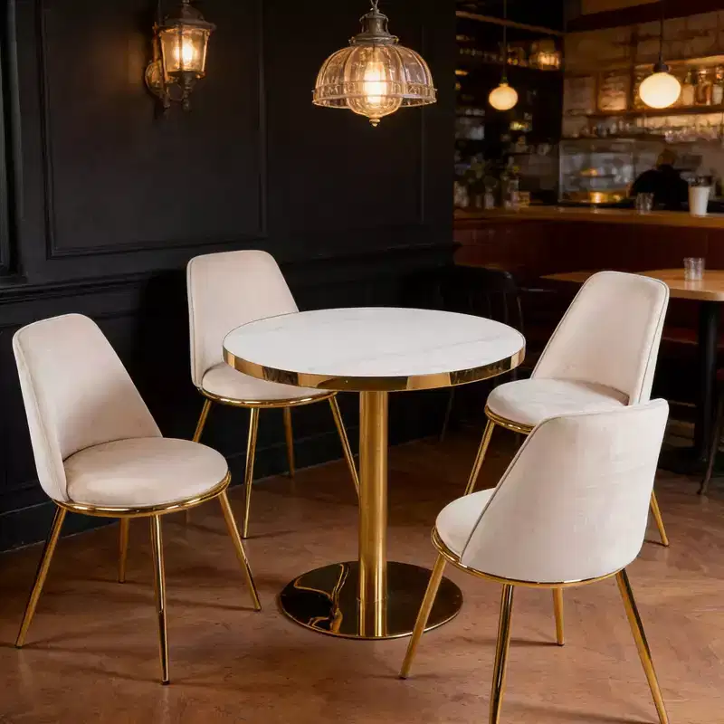 GDFStudio Elara 32W Faux Marble and Metal Pedestal Bistro Table