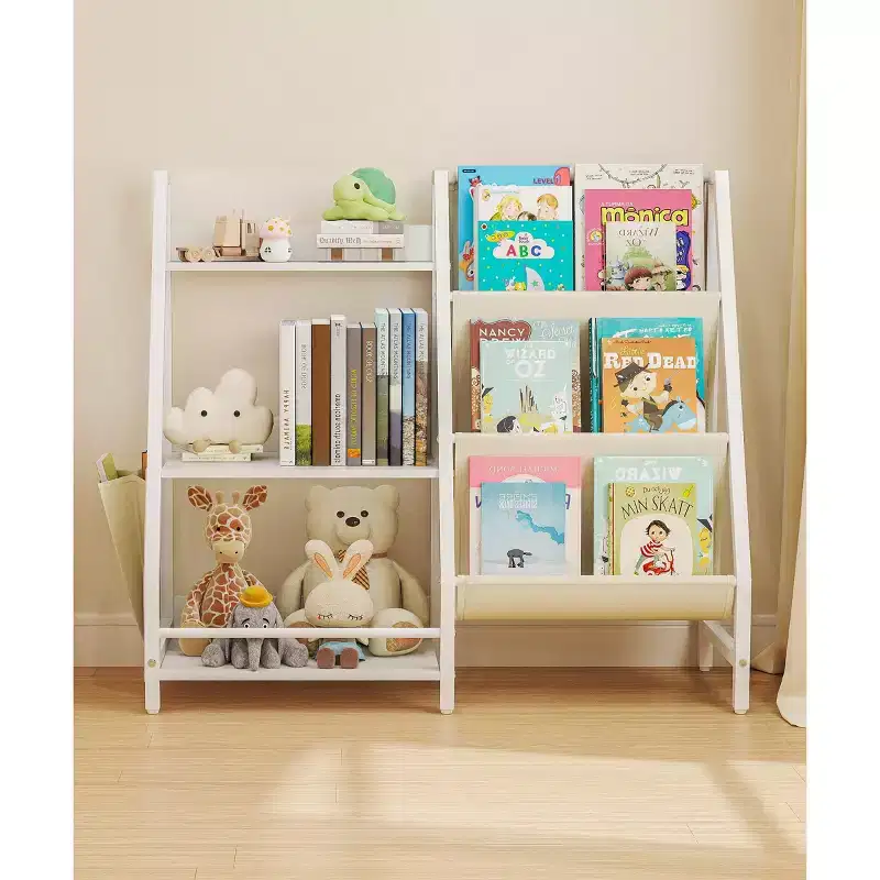SUGIFT 3 Tier Kids Bookshelf and Toy Storage, Kids Bookcase, Toy Storage Organizer(White)