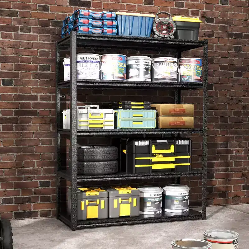 72H 5 Tier Metal Shelves for Storage Garage Shelving, Adjustable Garage Shelf Industrial Shelving Unit Storage Utility Rack