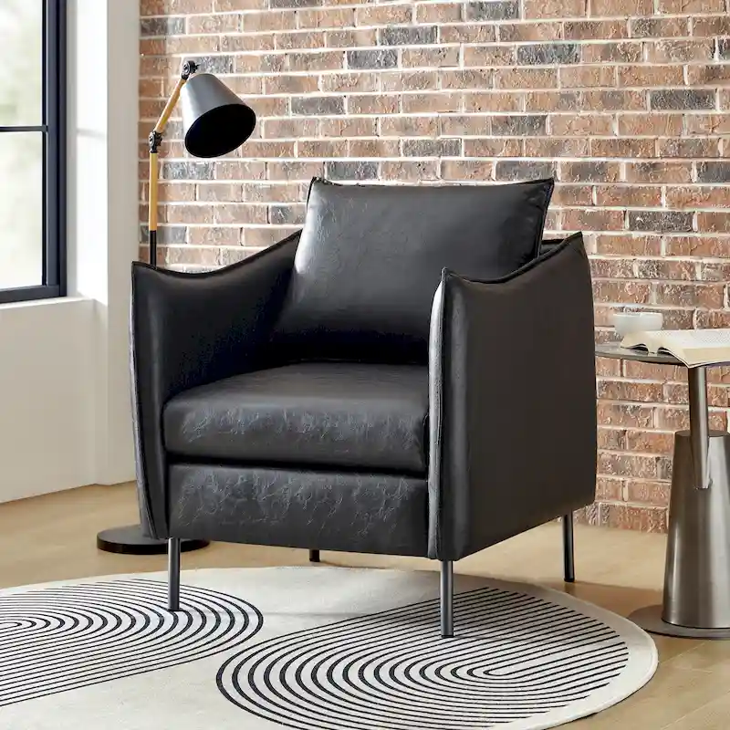 Jaime Modern Vegan Leather Accent Chair with Removable Cushion