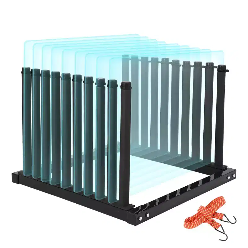 Black Steel 9-Slot Windshield Rack for Truck Bed – 1–2 Person Use