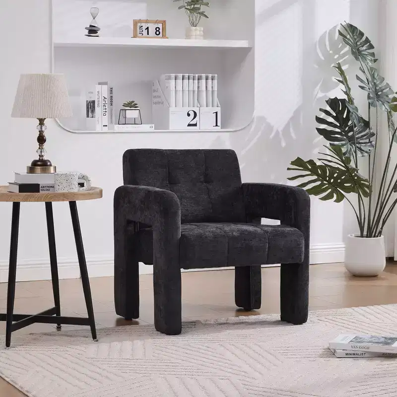 TUYOHW Modern Accent Armchair,Chenille Upholstered Single Sofa Chair with Padded Armrests,Lounge Chair Living Room,Bedroom,Office,500 lbs Capacity